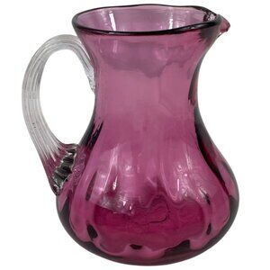 Vintage Hand Blown Pilgrim Bedford Cranberry Glass Mini Pitcher